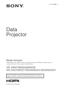 Mode d’emploi Sony VPL-EW245 Projecteur
