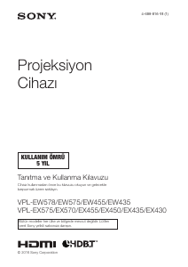 Kullanım kılavuzu Sony VPL-EX575 Projektör