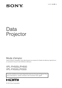 Mode d’emploi Sony VPL-FH500L Projecteur