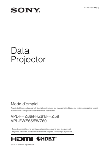 Mode d’emploi Sony VPL-FHZ58 Projecteur