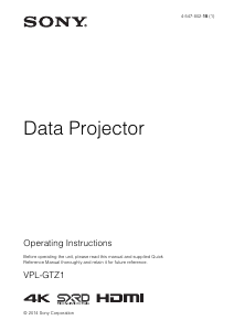 Handleiding Sony VPL-GTZ1 Beamer