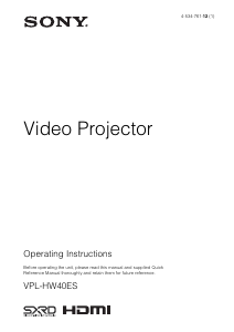 Manual Sony VPL-HW40ES Projector