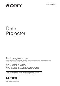 Bedienungsanleitung Sony VPL-SW235 Projektor