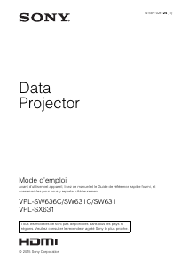 Mode d’emploi Sony VPL-SW631C Projecteur