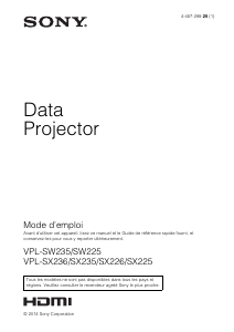 Mode d’emploi Sony VPL-SX226 Projecteur