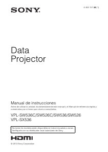 Manual de uso Sony VPL-SX536 Proyector