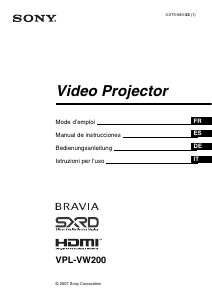 Manuale Sony VPL-VW200 Proiettore