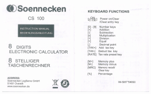 Bruksanvisning Soennecken CS100 Räknemaskin