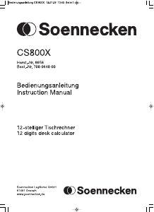 Bruksanvisning Soennecken CS800X Räknemaskin