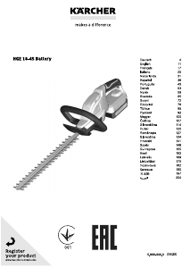 Instrukcja Kärcher HGE 18-45 Battery Nożyce do żywopłotu