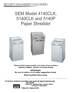 Handleiding SEM 5140CLK Papiervernietiger