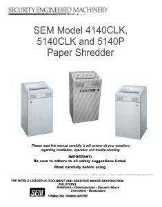Handleiding SEM 5140P Papiervernietiger