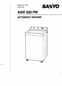 Manual Sanyo ASW-920PW Washing Machine