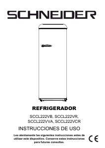 Manual de uso Schneider SCCL222VCR Refrigerador