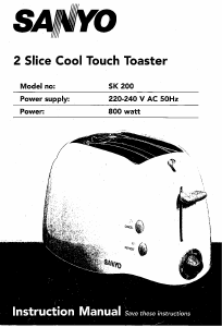 Bruksanvisning Sanyo SK-200 Brödrost
