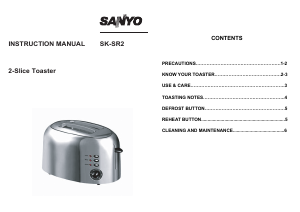 Bruksanvisning Sanyo SK-SR2 Brödrost