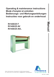 Bedienungsanleitung Alliance RI1400/25 F Mangeln