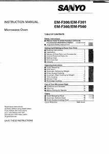 Bruksanvisning Sanyo EM-F301 Mikrovågsugn