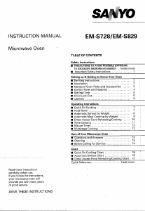 Manual Sanyo EM-S728 Microwave