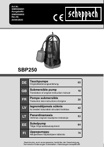 Bedienungsanleitung Scheppach SBP250 Wasserpumpe