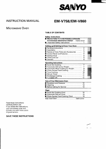 Bruksanvisning Sanyo EM-V860 Mikrovågsugn