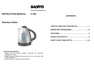 Bruksanvisning Sanyo U-304 Vattenkokare