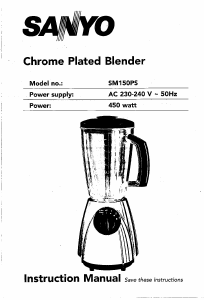 Bruksanvisning Sanyo SM-150PS Blender
