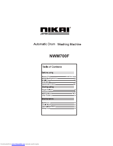 Handleiding Nikai NWM700F Wasmachine