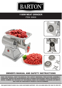Manual Barton 90800 Meat Grinder