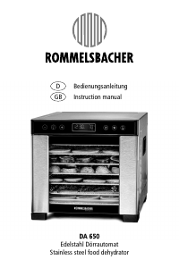 Handleiding Rommelsbacher DA 650 Voedseldroger