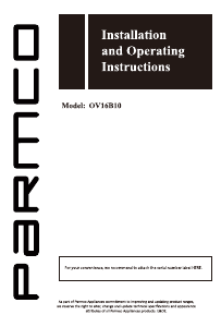 Manual Parmco OV16B10 Oven