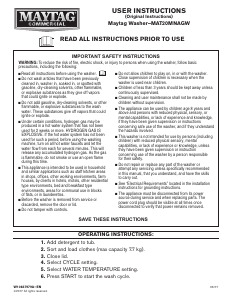 Manuale Maytag MAT20MNAGW Lavatrice