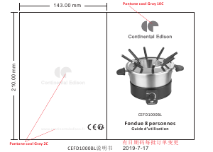 Mode d’emploi Continental Edison CEFD1000BL Appareil à fondue