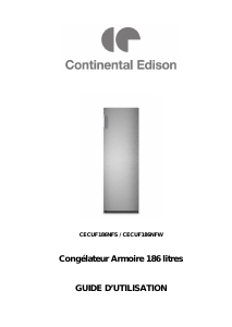 Mode d’emploi Continental Edison CECUF186NFS Congélateur