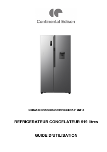 Mode d’emploi Continental Edison CERA519NFB Réfrigérateur combiné