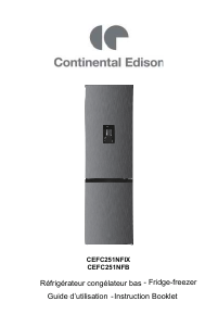 Mode d’emploi Continental Edison CEFC251NFIX Réfrigérateur combiné