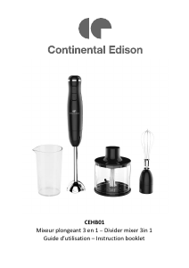 Mode d’emploi Continental Edison CEHB01 Mixeur plongeant