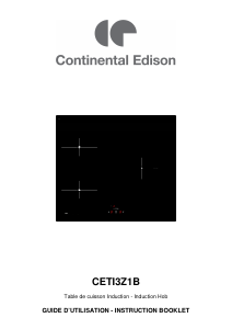 Mode d’emploi Continental Edison CETI3Z1B Table de cuisson