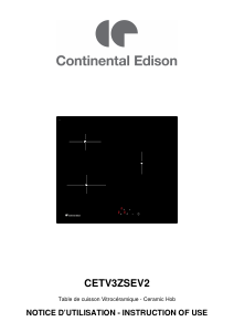 Mode d’emploi Continental Edison CETV3ZSEV2 Table de cuisson