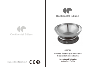 Mode d’emploi Continental Edison CEKT5B3 Balance de cuisine