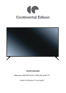 Mode d’emploi Continental Edison CELED75S0419B2 Téléviseur LED