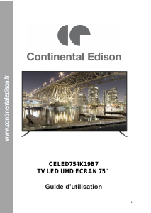 Mode d’emploi Continental Edison CELED754K19B7 Téléviseur LED