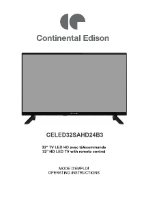 Handleiding Continental Edison CELED32SAHD24B3 LED televisie