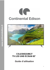 Mode d’emploi Continental Edison CELED65319B27 Téléviseur LED