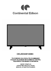 Mode d’emploi Continental Edison CELED32S120B3 Téléviseur LED