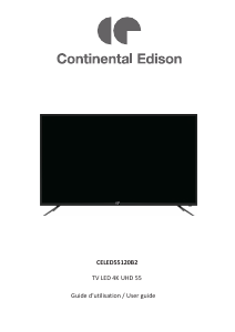 Mode d’emploi Continental Edison CELED55120B2 Téléviseur LED