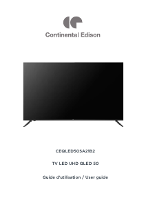 Mode d’emploi Continental Edison CEQLED50SA21B2 Téléviseur LED