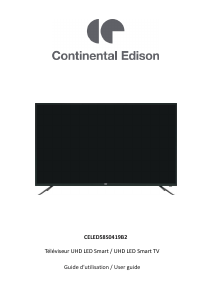 Mode d’emploi Continental Edison CELED58S0419B2 Téléviseur LED