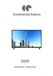 Mode d’emploi Continental Edison CELED43419B7 Téléviseur LED