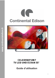 Mode d’emploi Continental Edison CELED55KP19B7 Téléviseur LED